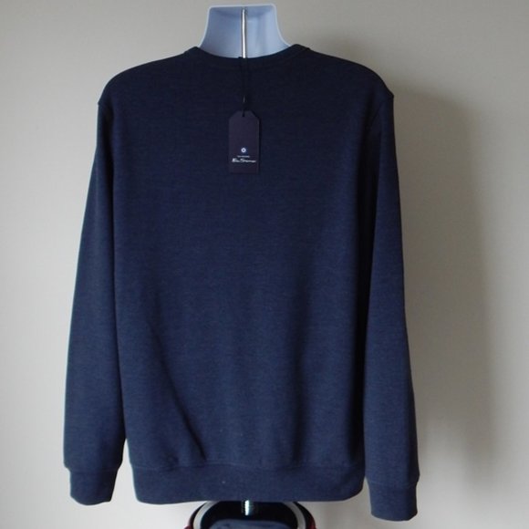 NWT Ben Sherman Original Logo Striped Pullover Fleece Sweatshirt Navy Heather XL - Picture 6 of 7